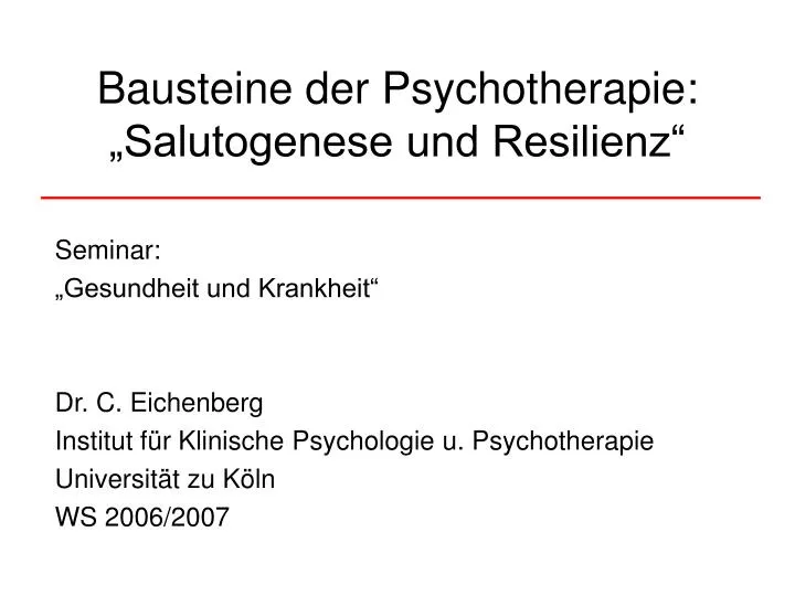 bausteine der psychotherapie salutogenese und resilienz