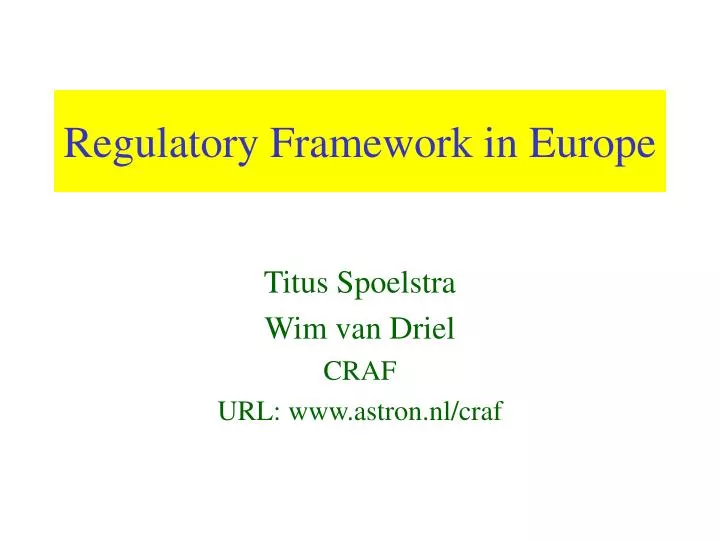 regulatory framework in europe