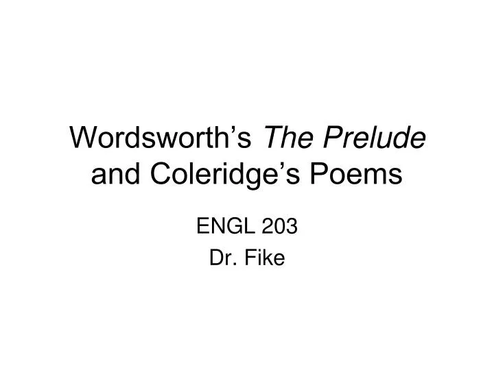 wordsworth s the prelude and coleridge s poems