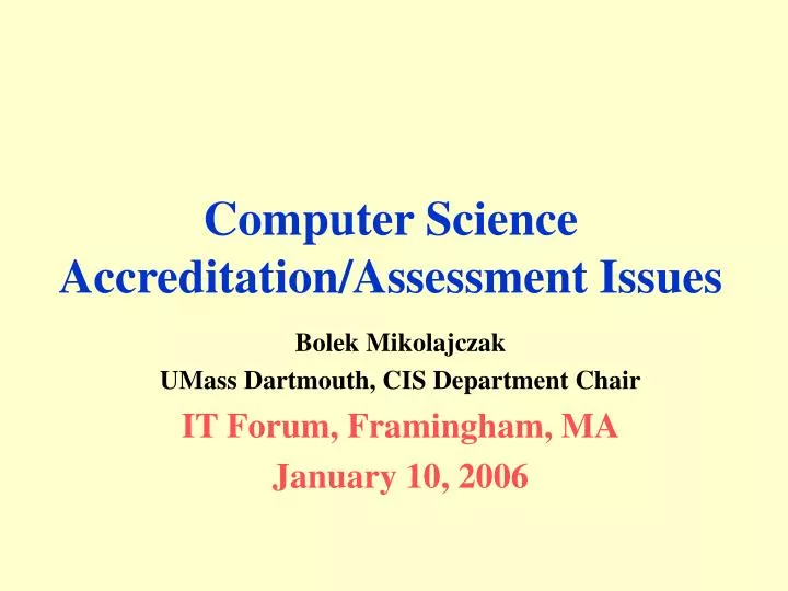 computer science accreditation assessment issues