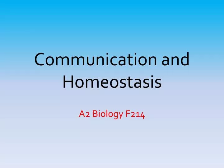 communication and homeostasis
