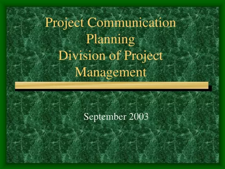 project communication planning division of project management