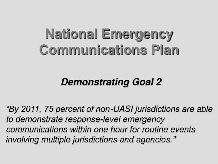 national emergency communications plan