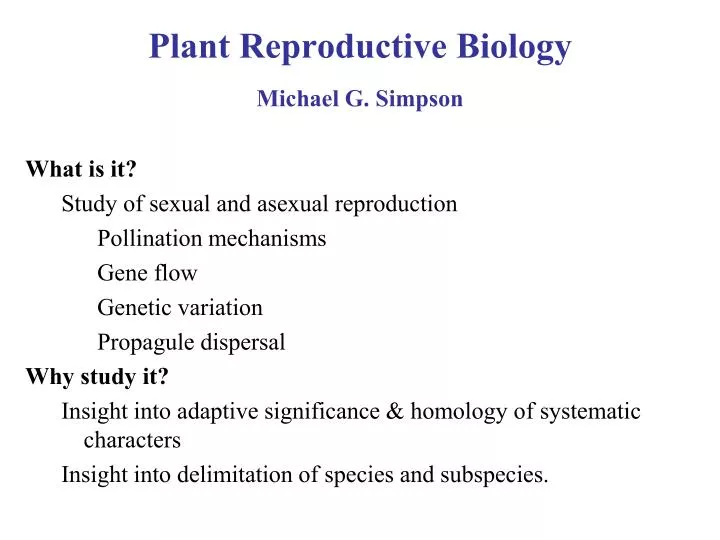 plant reproductive biology michael g simpson