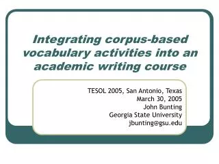 Integrating corpus-based vocabulary activities into an academic writing course