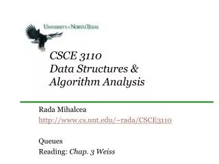 CSCE 3110 Data Structures &amp; Algorithm Analysis