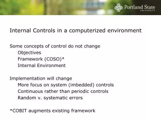 Internal Controls in a computerized environment