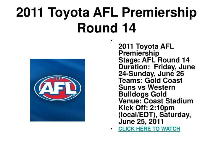 2011 toyota afl premiership round 14