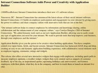 intranet connections software adds power and creativity with