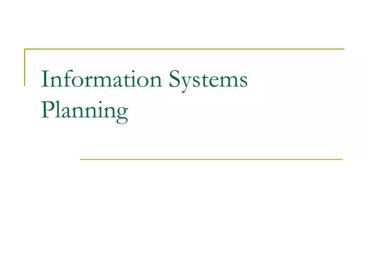 information systems planning