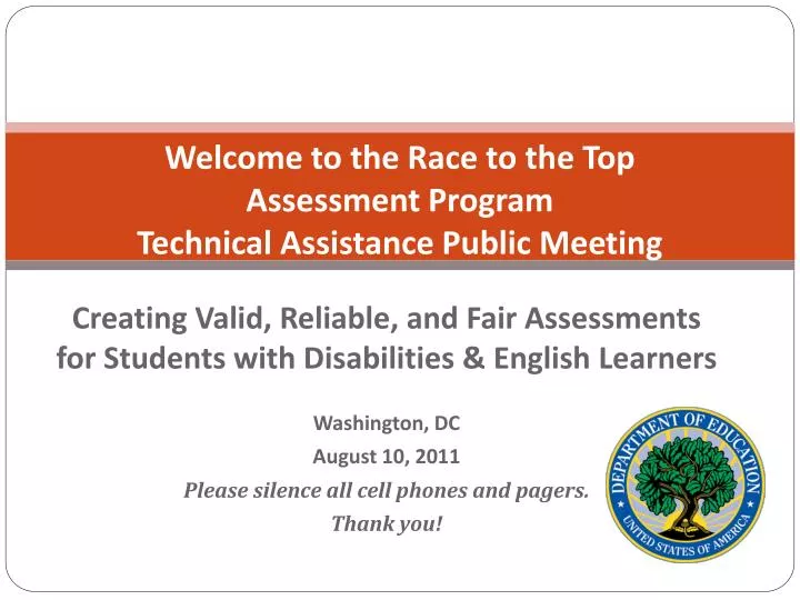 welcome to the race to the top assessment program technical assistance public meeting