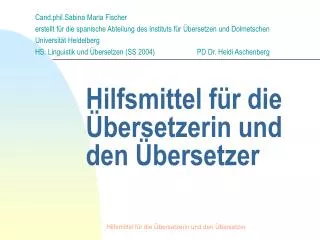 hilfsmittel f r die bersetzerin und den bersetzer