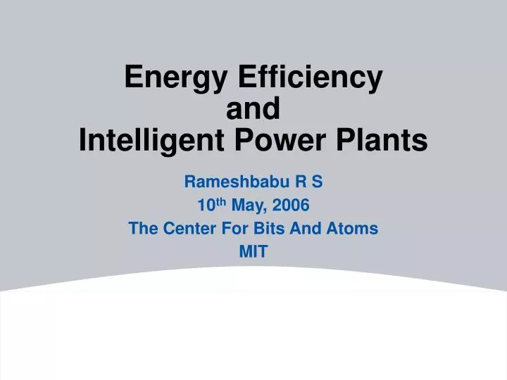 energy efficiency and intelligent power plants