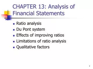 CHAPTER 13: Analysis of Financial Statements