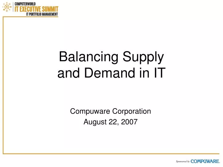balancing supply and demand in it
