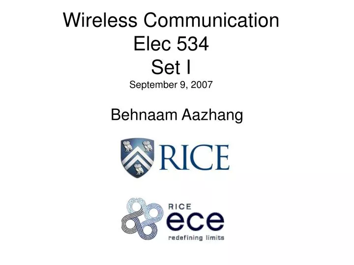 wireless communication elec 534 set i september 9 2007