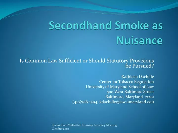 secondhand smoke as nuisance