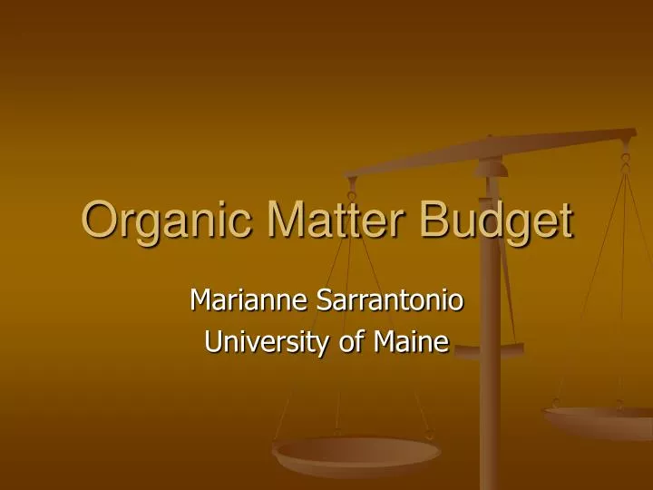 organic matter budget