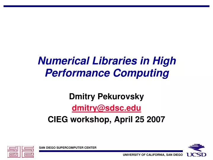 numerical libraries in high performance computing