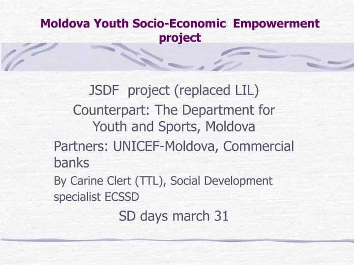 moldova youth socio economic empowerment project