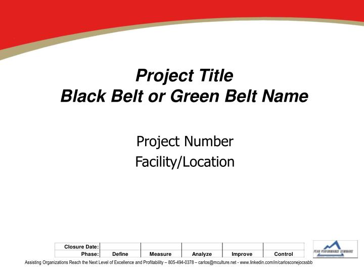 project title black belt or green belt name