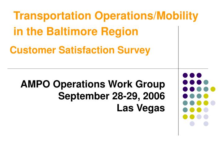 transportation operations mobility in the baltimore region