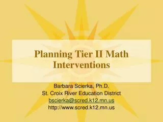 Planning Tier II Math Interventions