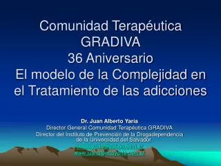 Comunidad Terapéutica GRADIVA 36 Aniversario El modelo de la Complejidad en el Tratamiento de las adicciones
