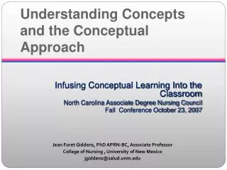 Understanding Concepts and the Conceptual Approach