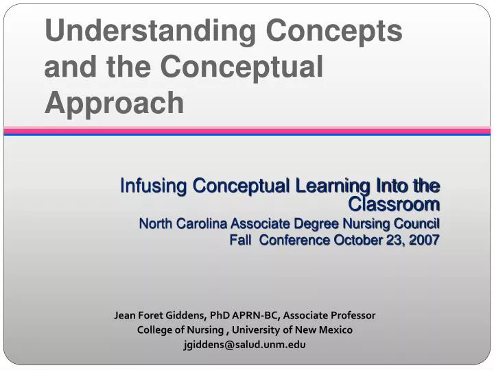 understanding concepts and the conceptual approach