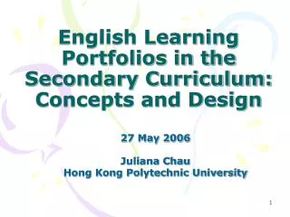English Learning Portfolios in the Secondary Curriculum: Concepts and Design