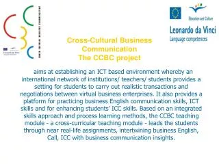 Cross-Cultural Business Communication The CCBC project