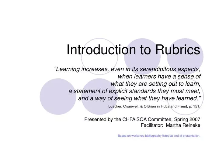 introduction to rubrics