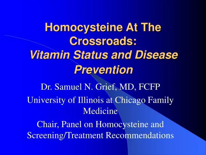 homocysteine at the crossroads vitamin status and disease prevention