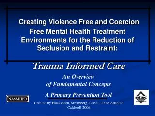 Creating Violence Free and Coercion Free Mental Health Treatment Environments for the Reduction of Seclusion and Restrai