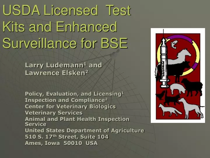 usda licensed test kits and enhanced surveillance for bse