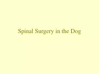 Spinal Surgery in the Dog