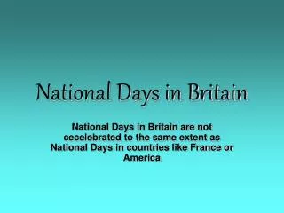 National Days in Britain