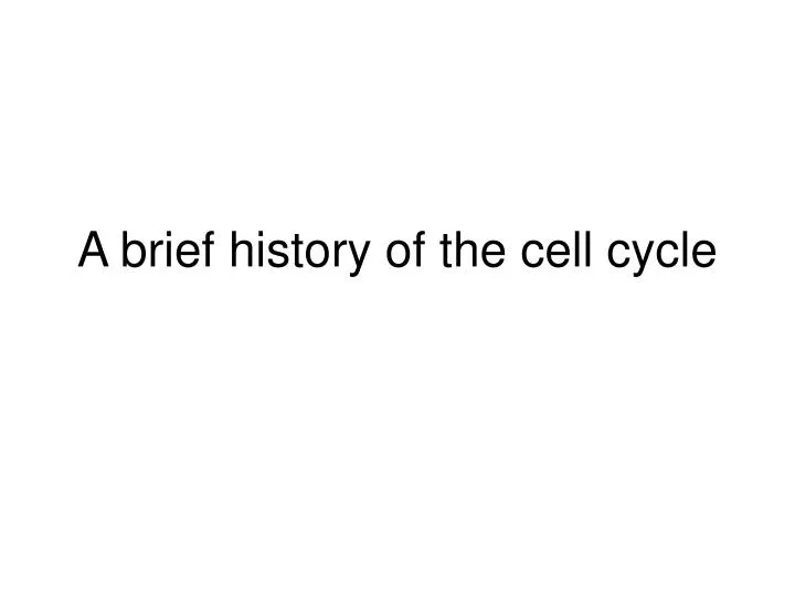 a brief history of the cell cycle