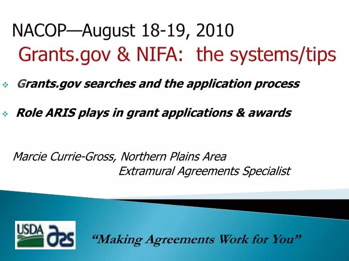 nacop august 18 19 2010 grants gov nifa the systems tips