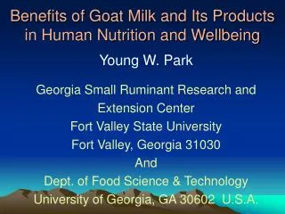 Benefits of Goat Milk and Its Products in Human Nutrition and Wellbeing