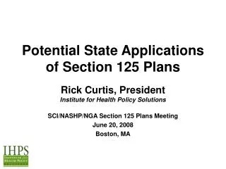 Potential State Applications of Section 125 Plans