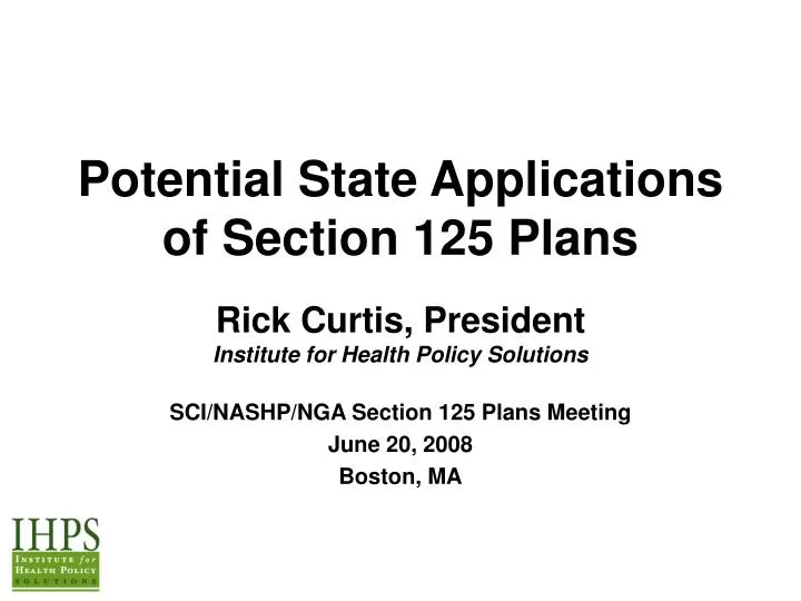 potential state applications of section 125 plans