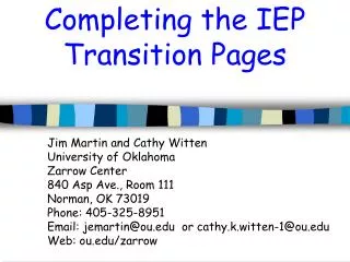 Completing the IEP Transition Pages