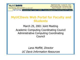 MyUCDavis Web Portal for Faculty and Students