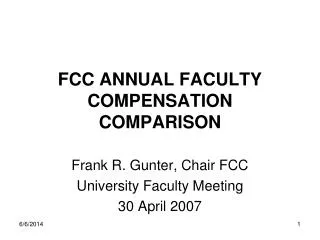 FCC ANNUAL FACULTY COMPENSATION COMPARISON