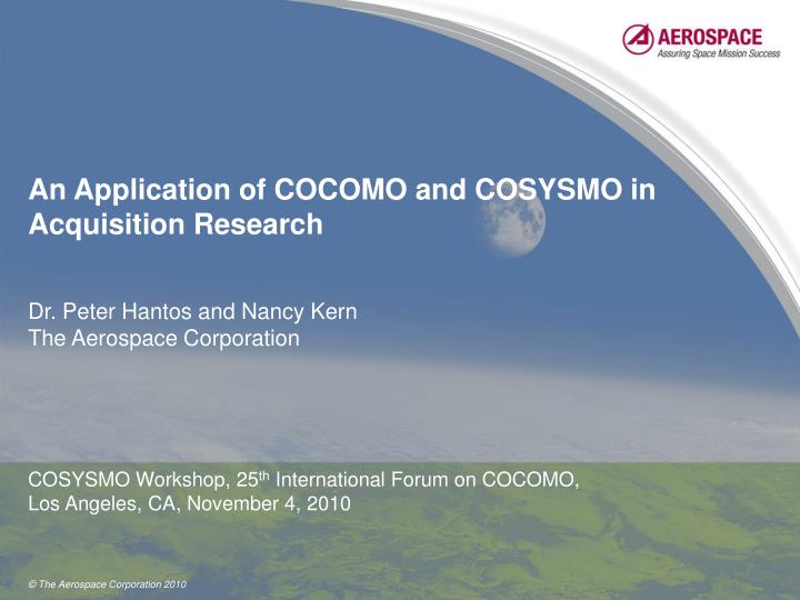 an application of cocomo and cosysmo in acquisition research