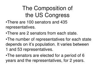 The Composition of the US Congress