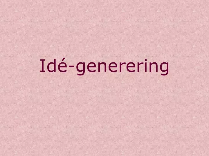 id generering
