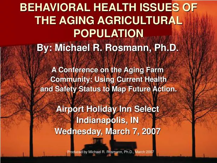 behavioral health issues of the aging agricultural population